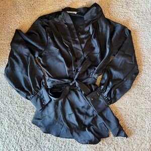 DO+BE Black Wrap Blouse